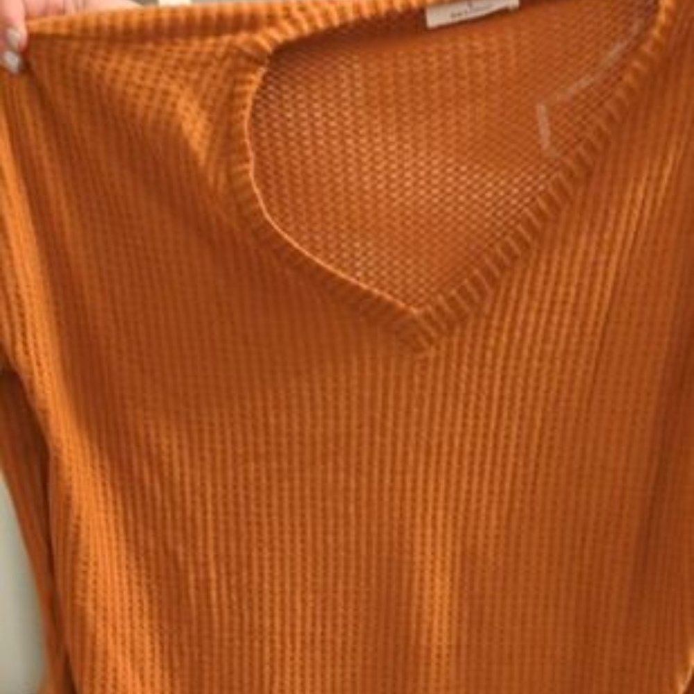Women's large zenana long sleeve waffle knit shirt Oversized fit